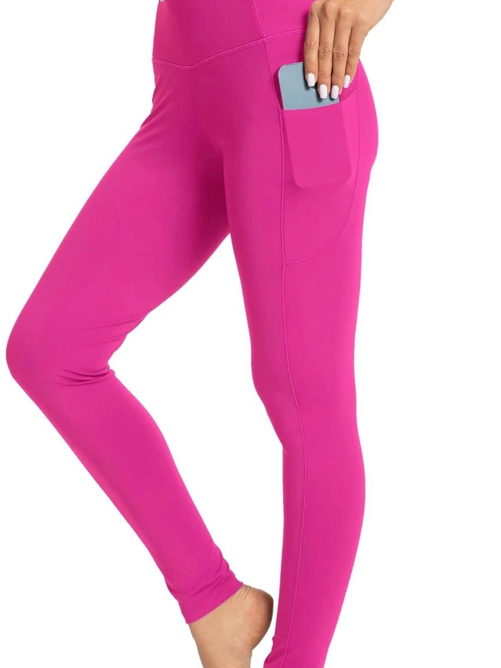 High-Waist Pink Active Leggings with Side Phone Pocket